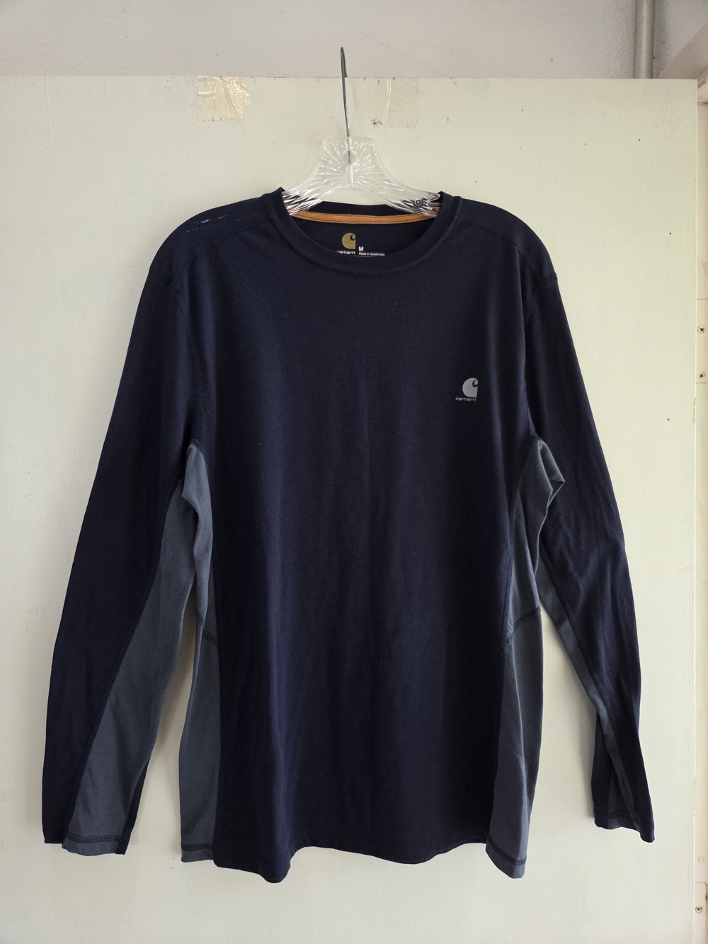 Carhartt Men’s Long-Sleeve Navy Shirt with Gray Side Panels